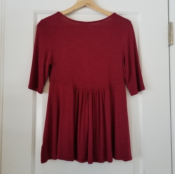 Anthropologie Deletta Empire Waist V Neck Red Short Sleeve Blouse Top Size Small - Picture 2 of 8